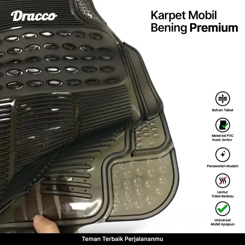 Karpet Mobil Bening Premium DRACCO Tebal Anti Slip-Universal, Lentur,Tidak Berbau, Mudah Dibersihkan
