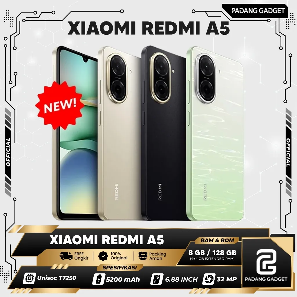 Xiaomi Redmi A5 4/128GB [+4GB Extended Ram]5200 mAh Battery Hp murah Smartphone Original Bergaransi