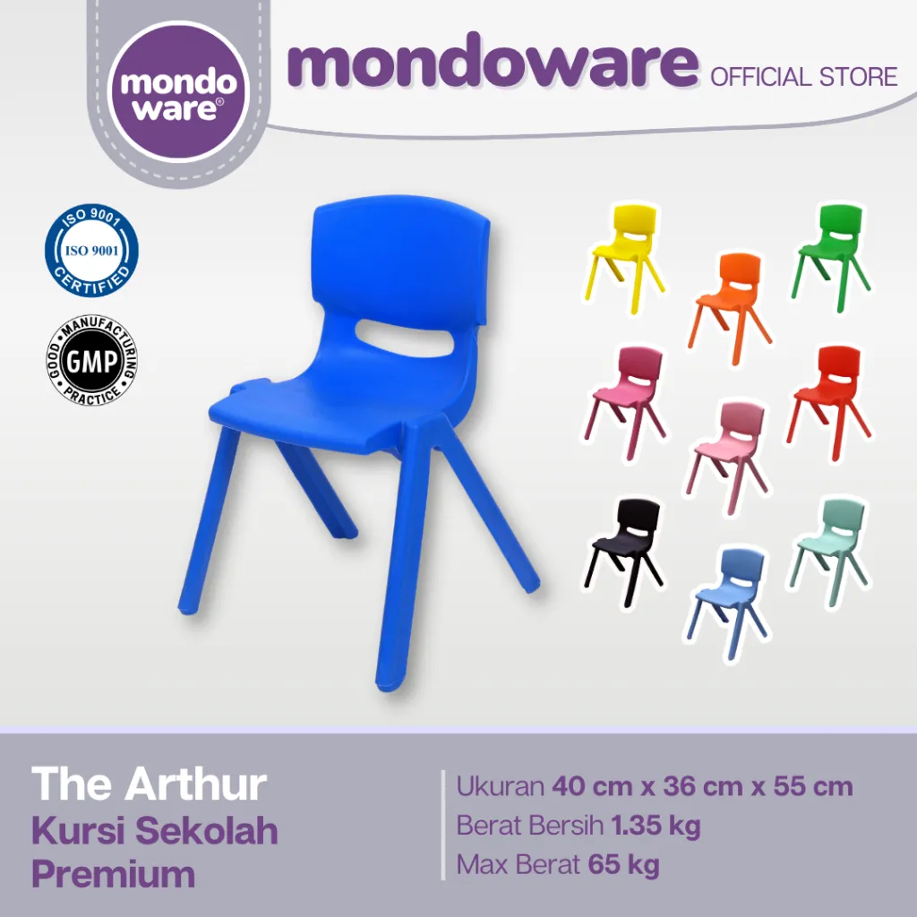 MONDOWARE | Kursi Anak/Kursi Belajar/Kursi Les/Kursi Sekolah TK/Kursi Paud/Kursi SD/Kursi Pesta Anak/Kursi Plastik/Kursi Sender Anak/Kursi Playgroup/Bangku Anak/Bangku Anak Tumpuk/Kursi Plastik Premium (CC19-The Arthur)