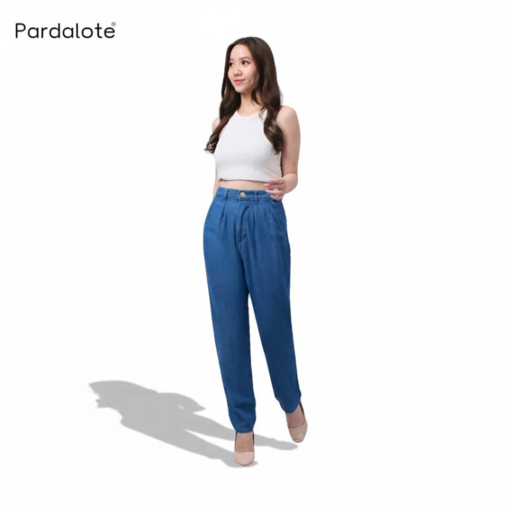 PARDALOTE - Celana Panjang Jeans Wanita Loose Fit Lana Dark Blue