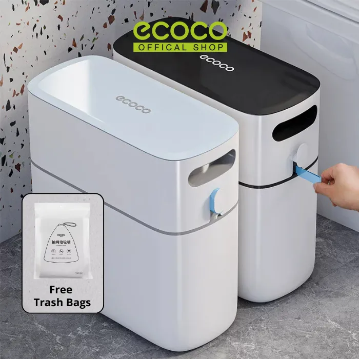 ECOCO Simple Zip Trash Can - Tempat Sampah Tong Sampah Kamar Mandi Dapur Trash Bin Toilet Otomatis ambil kantung sampah Plastik Kertas Ruang Tamu