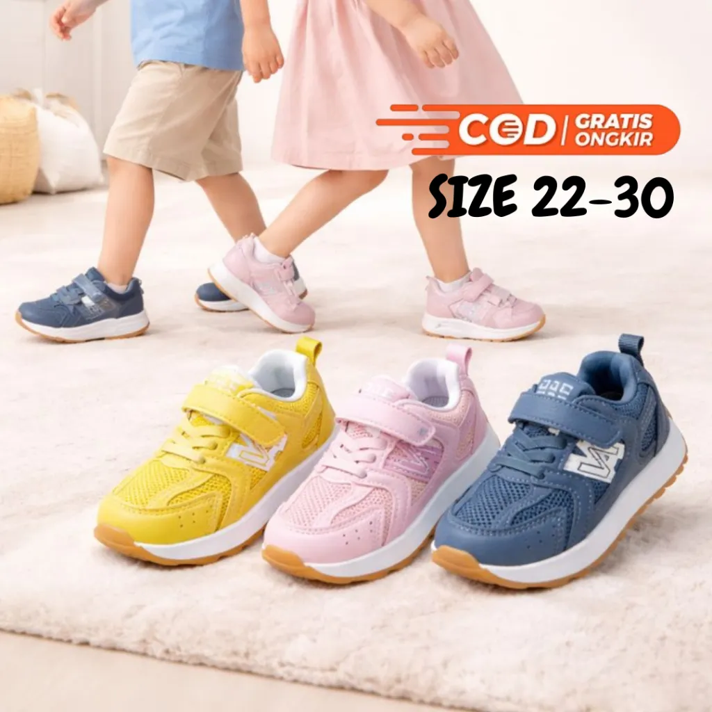 Sepatu Sneakers Anak Sporty Import SIZE 22-30 GLORYKIDZ SHB534 Anti Licin Nyaman Unisex 1-5 Tahun
