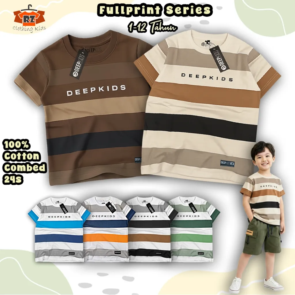 Baju Kaos Anak Laki Laki Distro Fullprint Umur 1-12 Tahun Bahan Cotton 24s Premium Stripe Series | Untuk usia 1 2 3 4 5 6 8 9 10 11 12 Tahun
