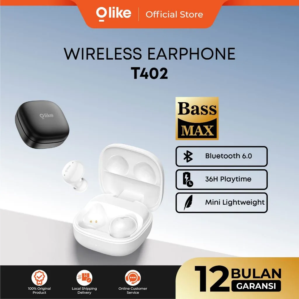 [BEST SELLING] OLIKE TWS T402 Earbuds SoundBeans IPX4 Play Time 36 Jam Bluetooth 6.0  Powerful Bass