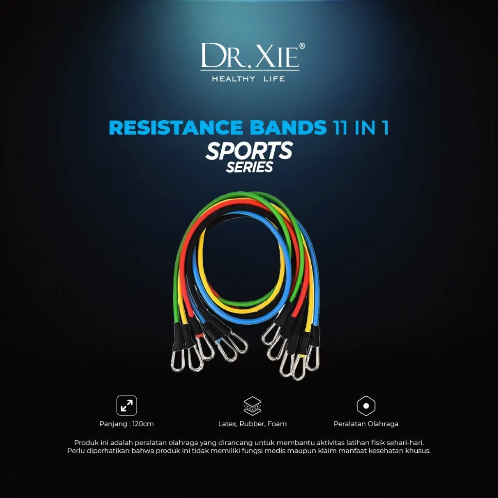 Dr. Xie Resistance Bands 11 in 1 Set Tali Pembantu Resistance Tube Elastic Fitness Gym