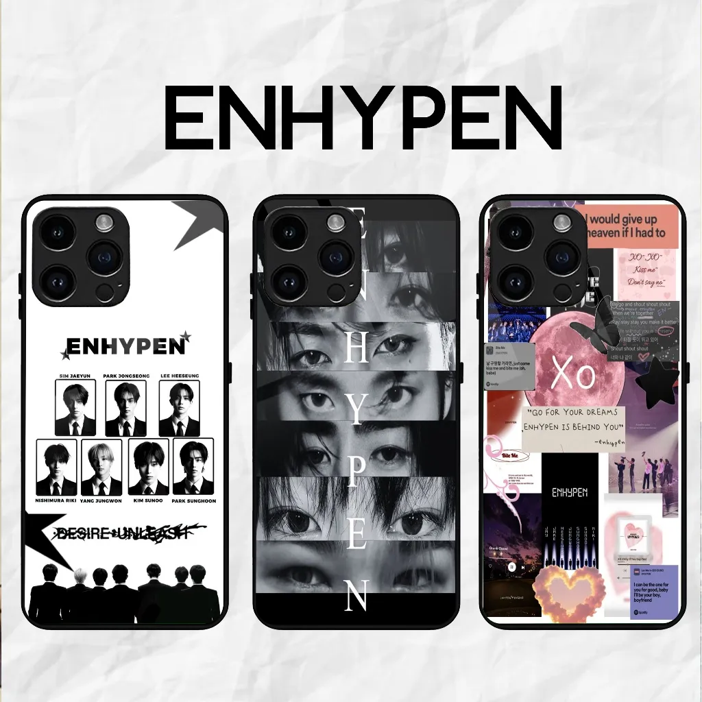 ENHYPEN - Softcase Glass - Softcase Glossy - Softcase Kaca - Iphone samsung xiaomi redmi oppo infinix  vivo realme itel tecno - all tipe smartphone (Case Casing hp bergatansi) bisa bayar ditempat