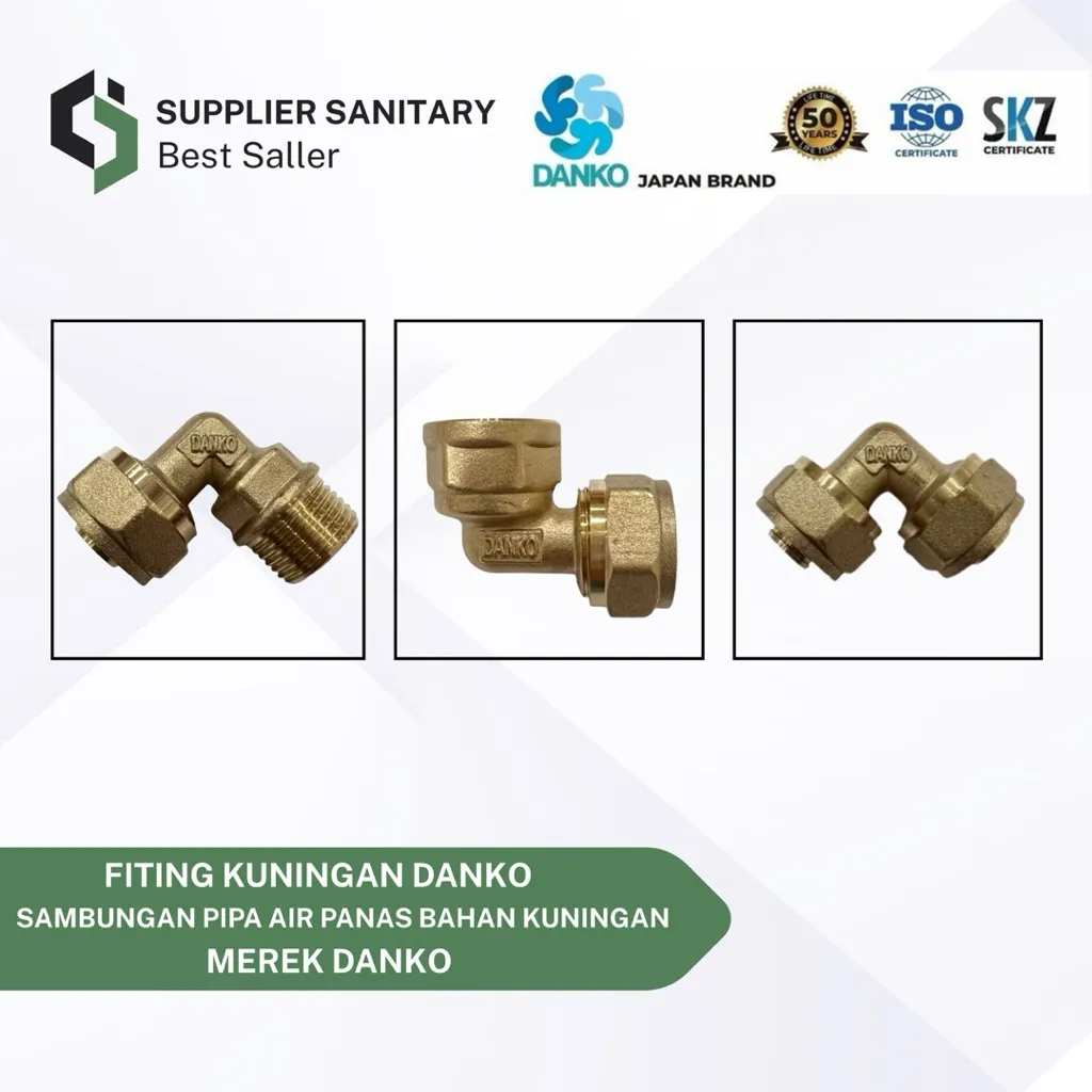 DANKO FITTNG PEX PIPA AIR PANAS/ELBOW KUNINGAN