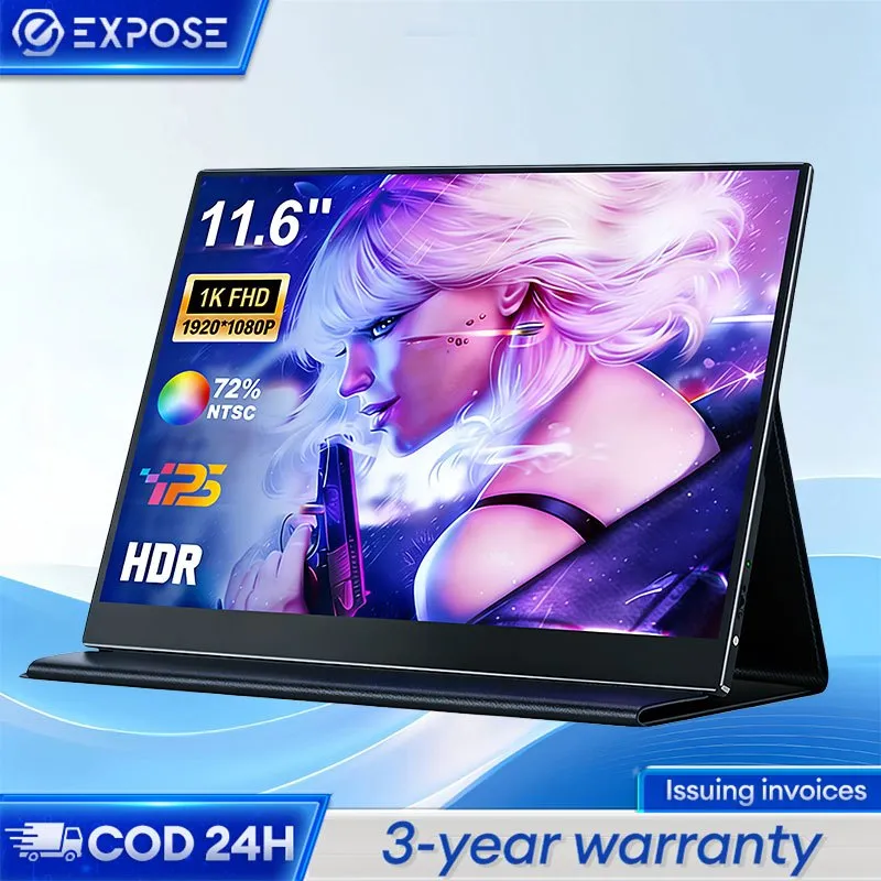 Portable Monitor 11.6'' 1080P HDR IPS Display Portable Monitor for iPad/PC/Mac/Phone/Xbox Switch/PS4