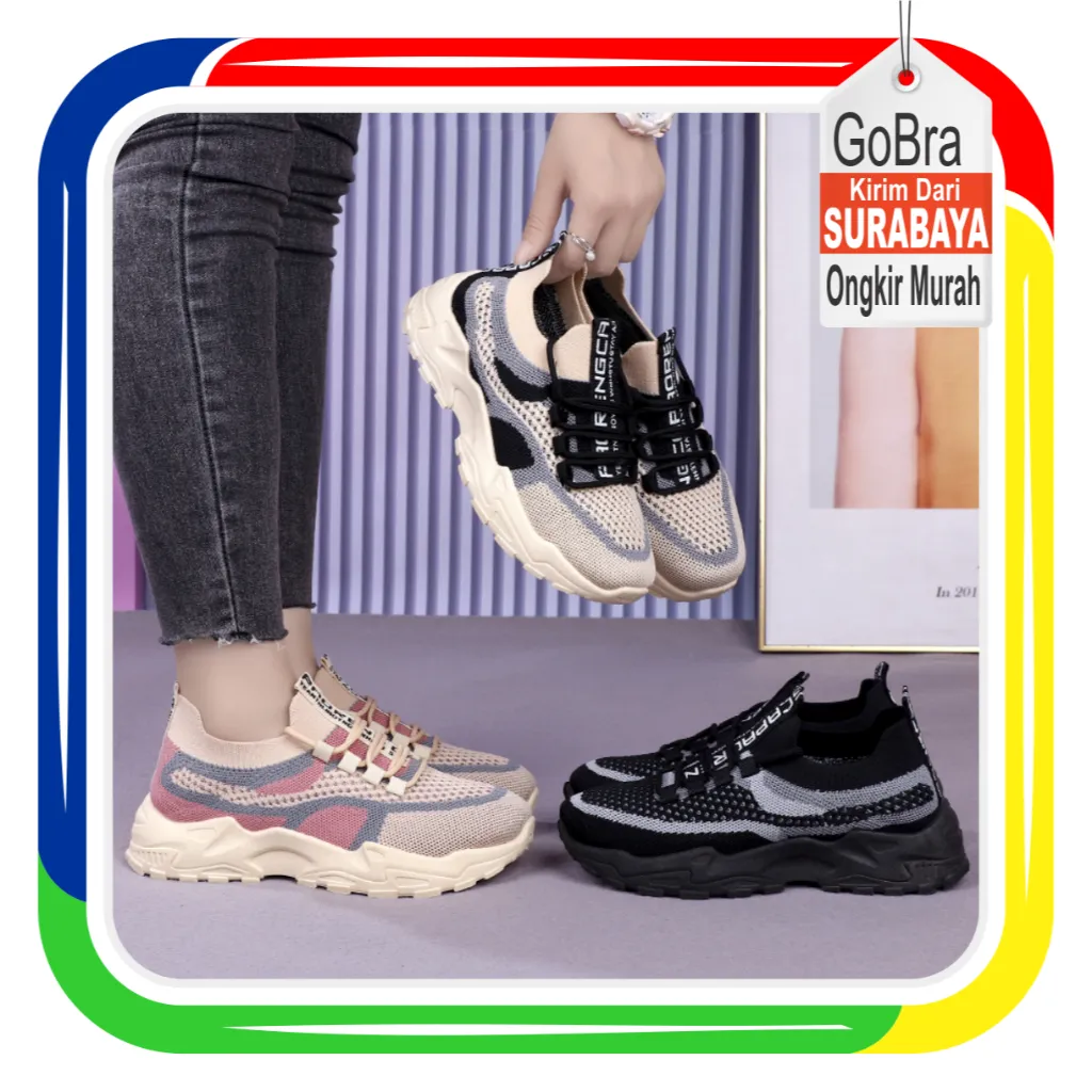 Gobra - SEP035 (Tanpa Kotak) Sepatu Sneakers Wanita Sporty Model Simple Korea Fashion Ada Warna Sepatu Cewek Gym Jogging Casual Sport Olahraga Sepatu Wanita Jalan Santai Kasual Model Korea