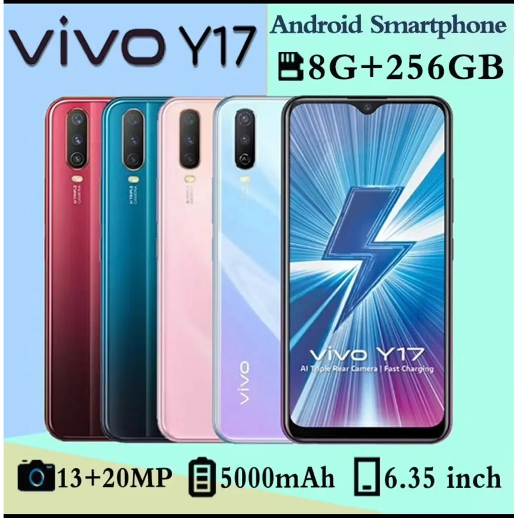 HP ANDROID VIVO Y17 Ram 8/256GB Smartphone Baru asli Pemotretan HD Buka kunci sidik jari