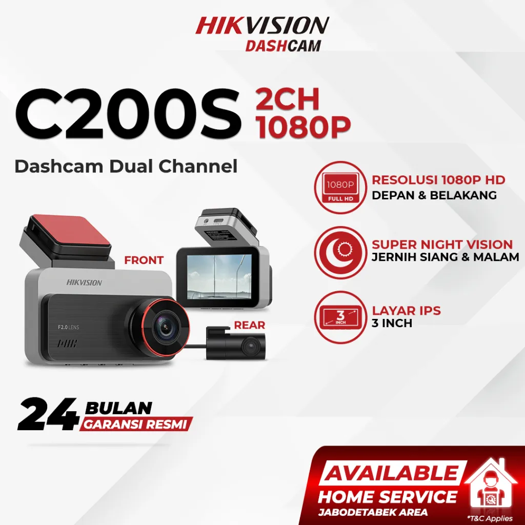 HIKVISION C200S Dash Cam 1080P WiFi Front+Rear Dual Channel Dashcam Mobil