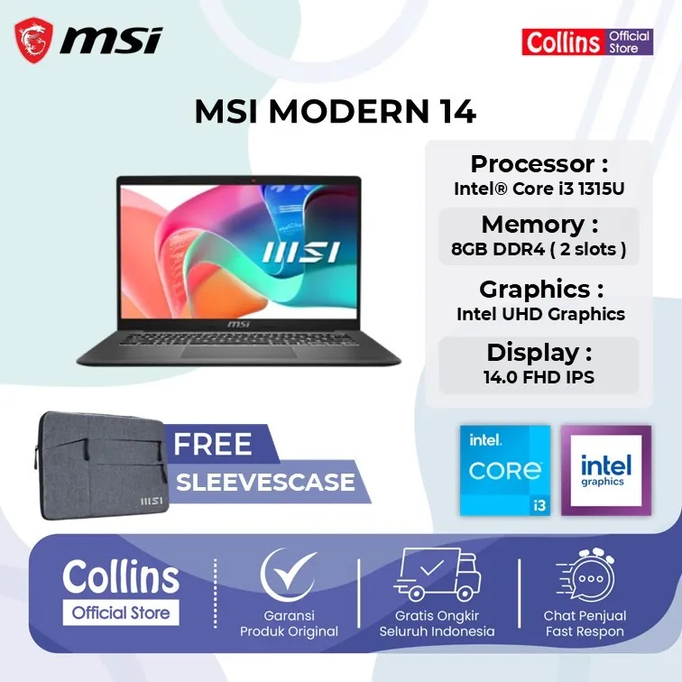 MSI MODERN 14 F13MG CORE I3-1315 8GB 512GB WINDOWS 11 14.0FHD IPS
