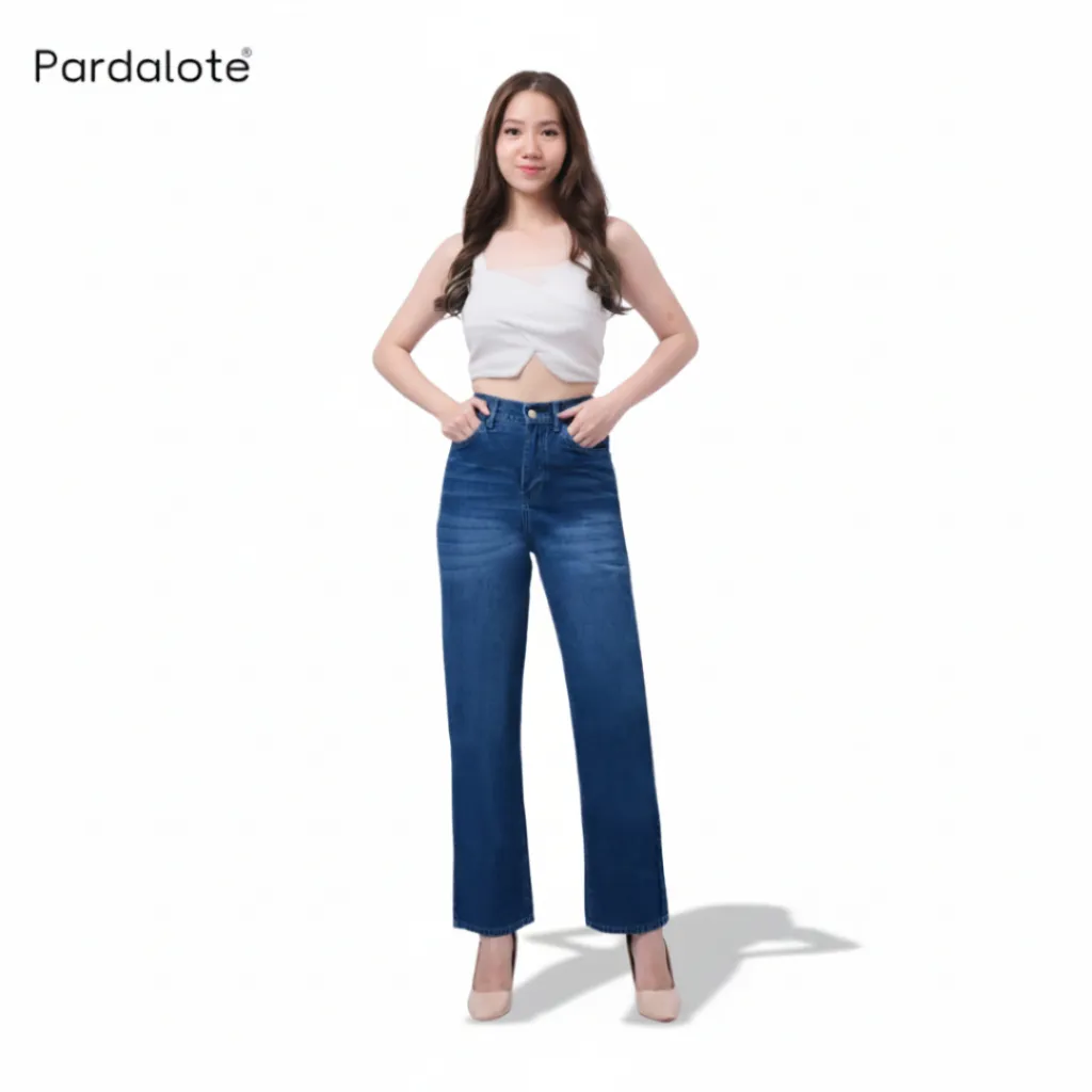 PARDALOTE - Celana Highwaist Kulot Jeans Wanita Loose Alba