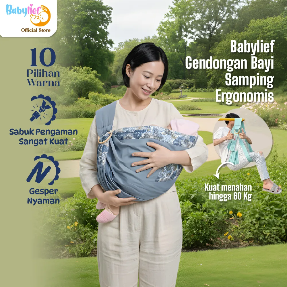 Babylief Gendongan Samping Bayi Pouch Carrier – Material Adem, Cocok untuk Bayi Baru Lahir BL032