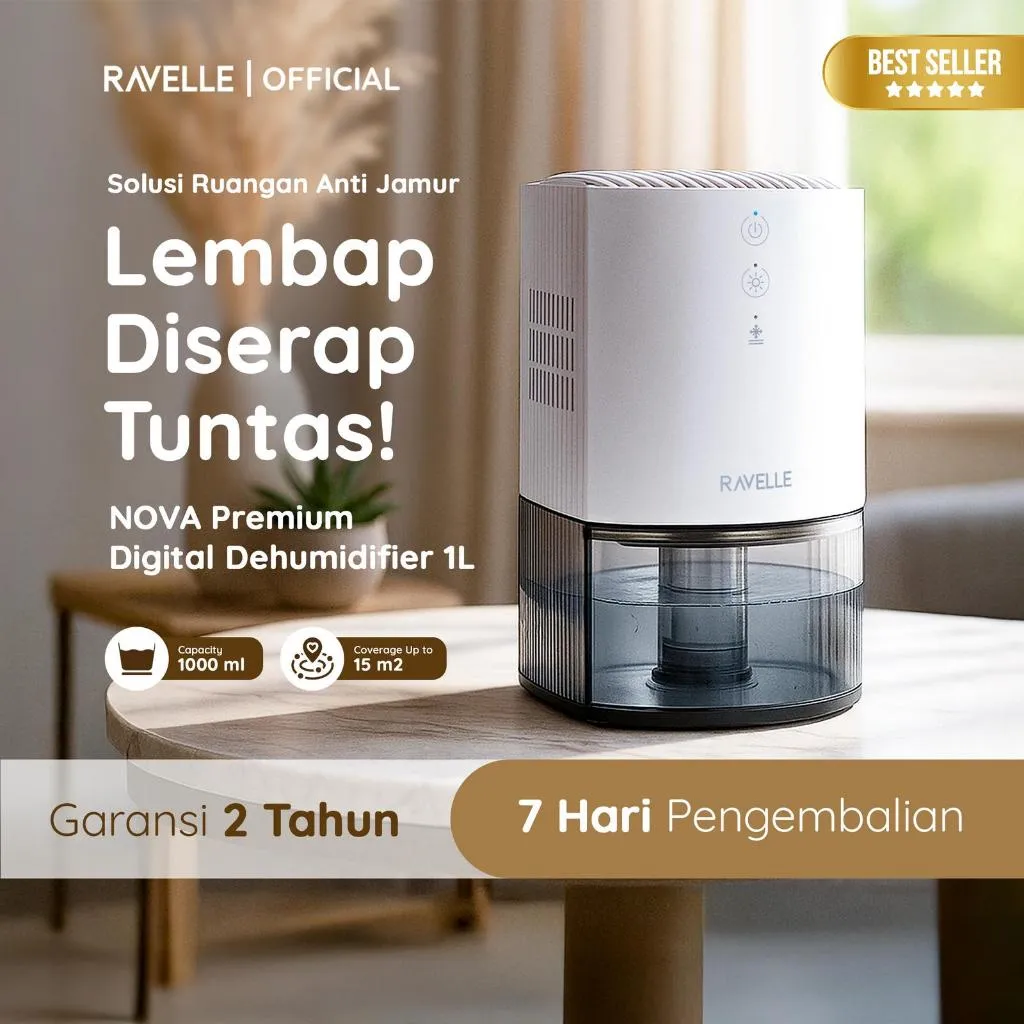 Ravelle Dehumidifier Nova Digital  Premium 1L - Serap Air Penyerap Kelembapan Udara