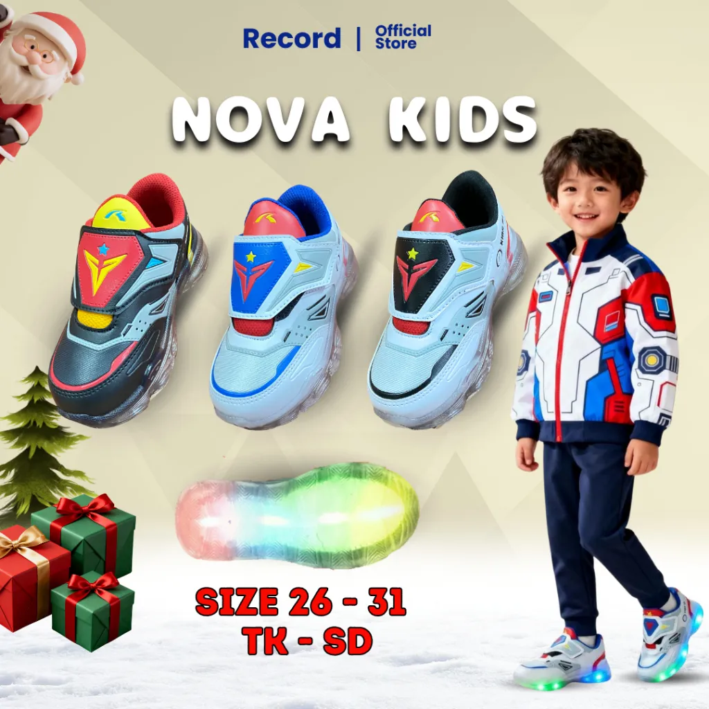 SUPER KIDS 11A FASHION Sepatu Lampu LED Anak PAUD LAKI 1-6 THN VELKRO Karakter Spiderman Size 26-31