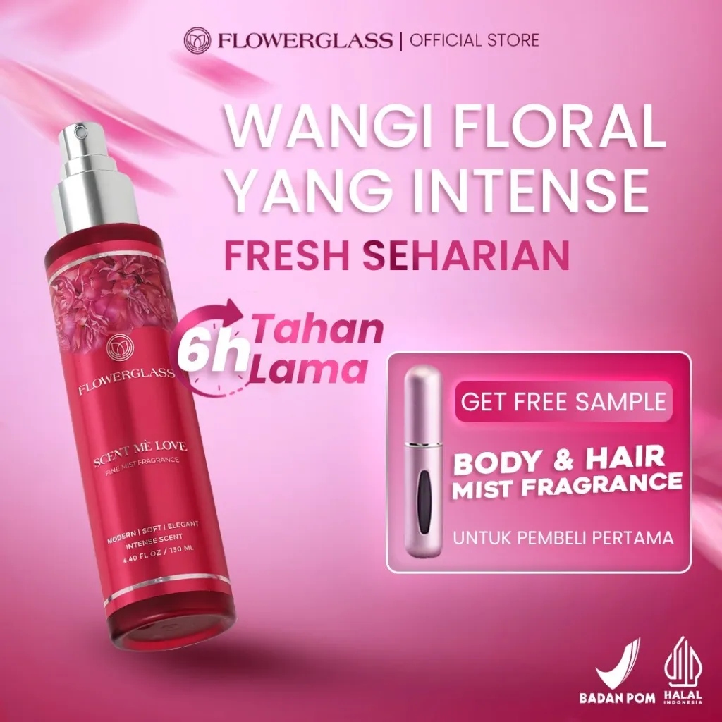 FLOWERGLASS Hair & Body Mist Scent Me Love 130 ml | Wangi Tahan Lama