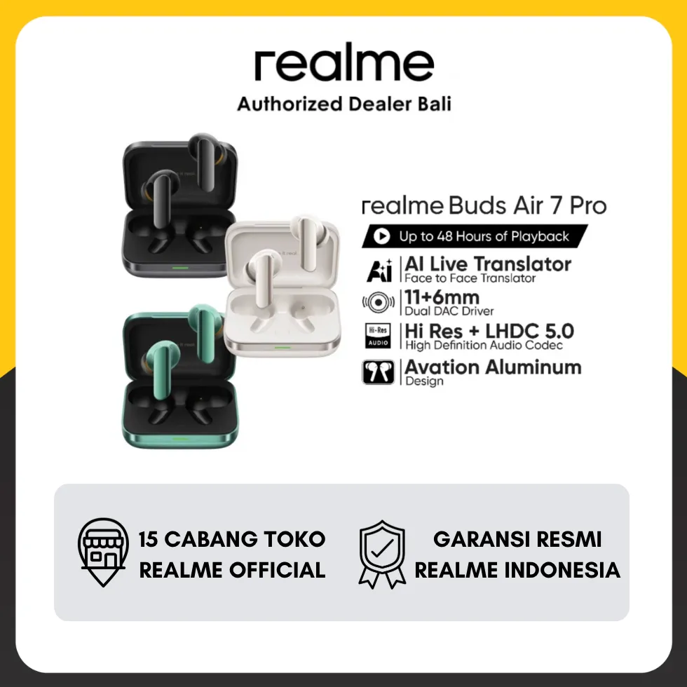 realme Buds Air 7Pro AI LiveTranslator | IP55Dust&Water Resistance || GARANSI RESMI REALME INDONESIA