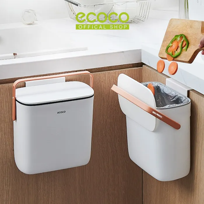 ECOCO Wall Hanging Trash Can - Tempat Sampah Gantung, Simple Elegan Tidak Makan Tempat Tempel Dinding