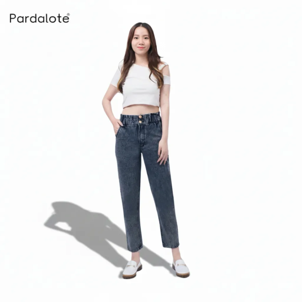 PARDALOTE - Celana Panjang Highwaist Boyfriend Jeans Wanita Delany