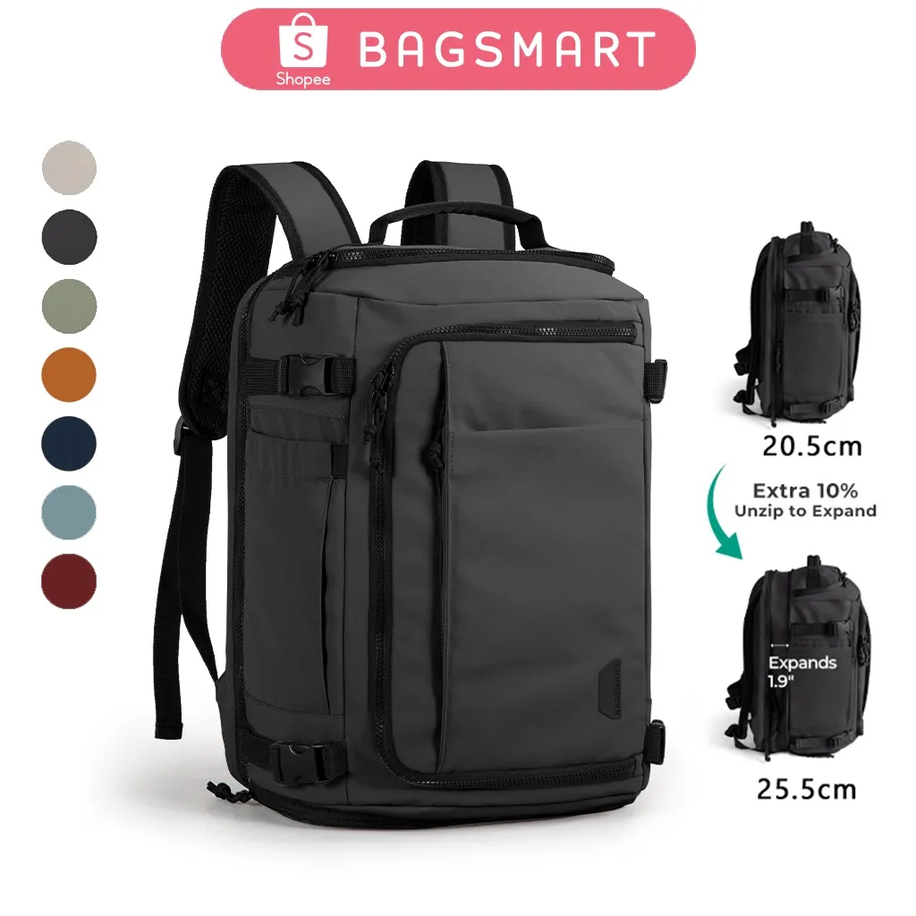 BAGSMART Tas Ransel Backpack 38L Travel 15.6Inch Laptop Anti Air Slot Sepatu Travel Duffel Bag