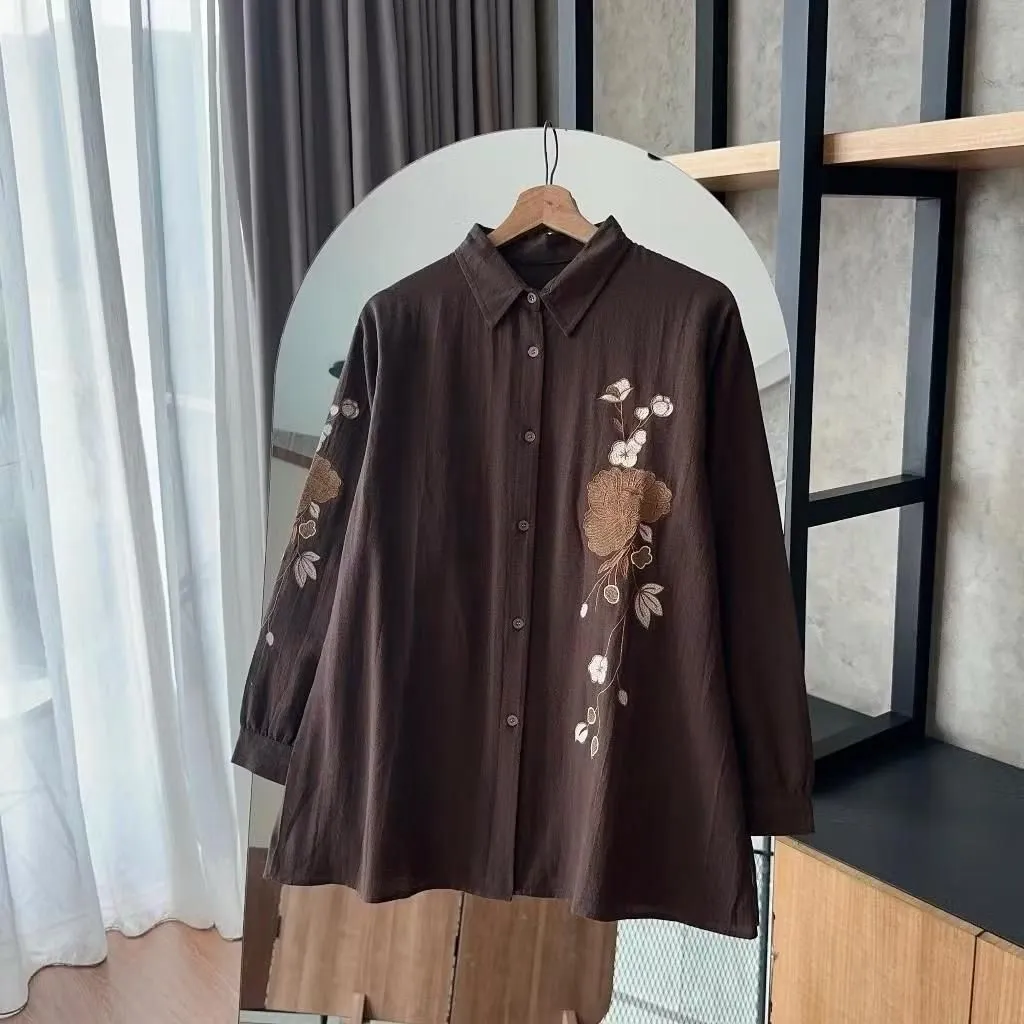LAURYN BLOUSE BORDIR BUNGA LINEN RAMI