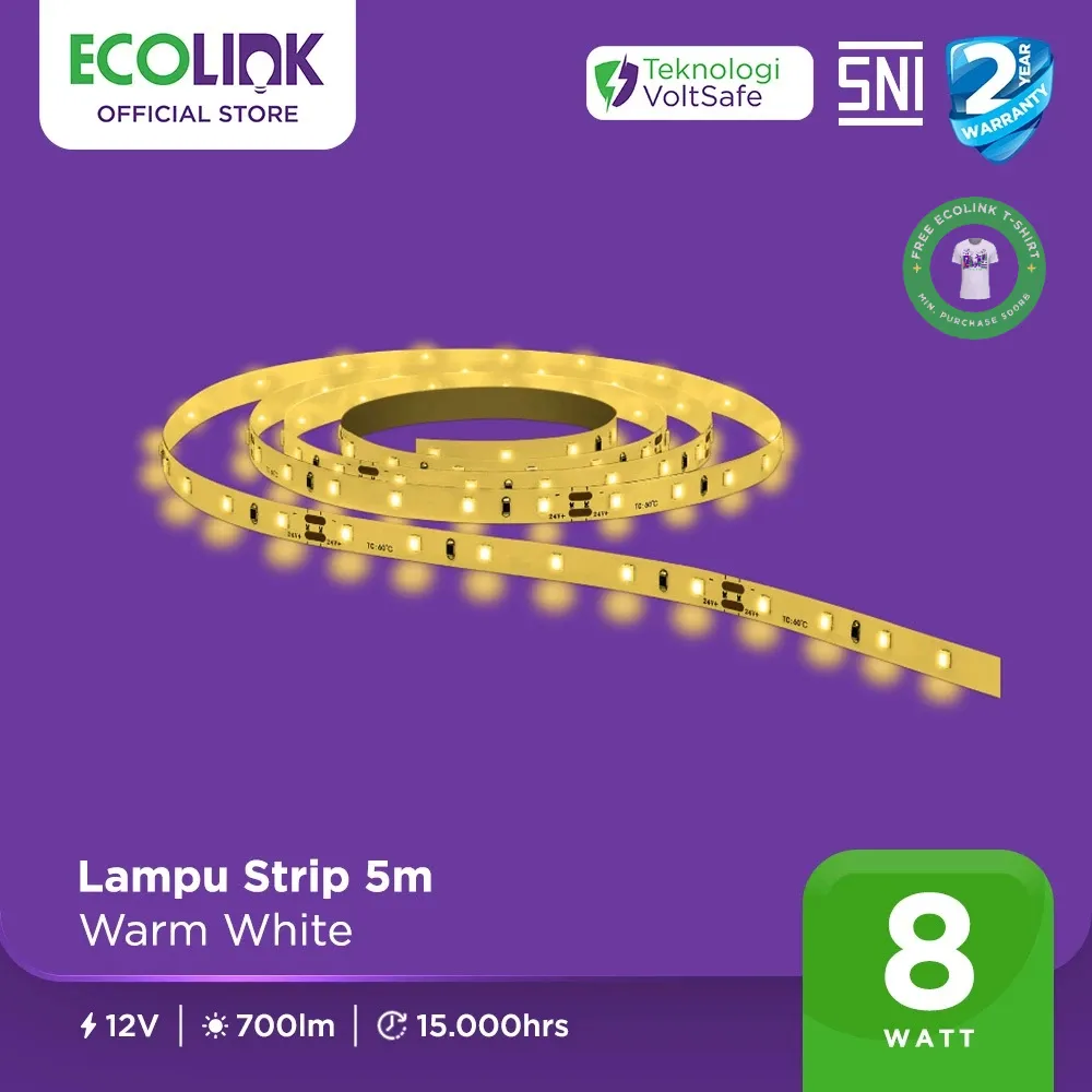 Ecolink Lampu LED Strip 5 Meter Warm White 8W
