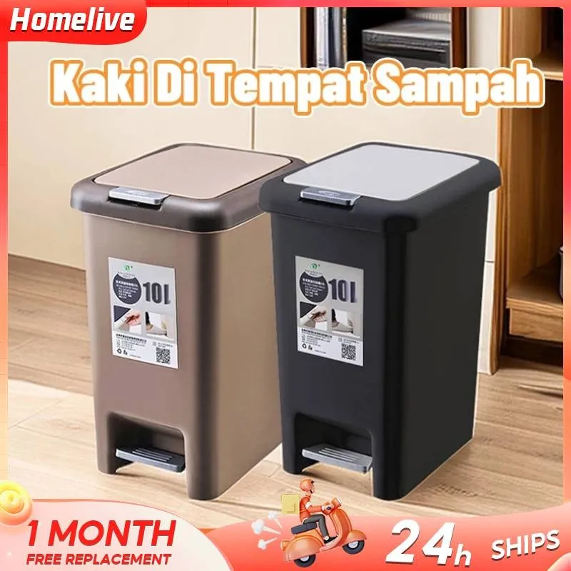 Tempat Sampah Injak 8L/10L/15L/20L Plastik Tertutup Kotak Sampah dapur Kamar mandi Kamar Tidur Ruang Tamu Trash Box Pedal tempat sampah kotak sampah besar
