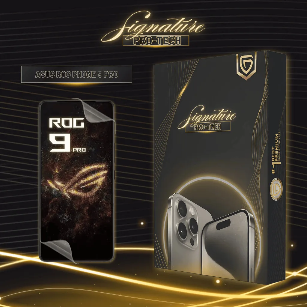 UniGet SIGNATURE PRO-TECH - Premium Anti-Scratch Protector for ASUS ROG Phone 9 Pro / Screen Guard Case Friendly Hydrogel Pelindung Layar Anti Gores Full Cover for SmartPhone Watch Tablet Laptop Camera Game Console