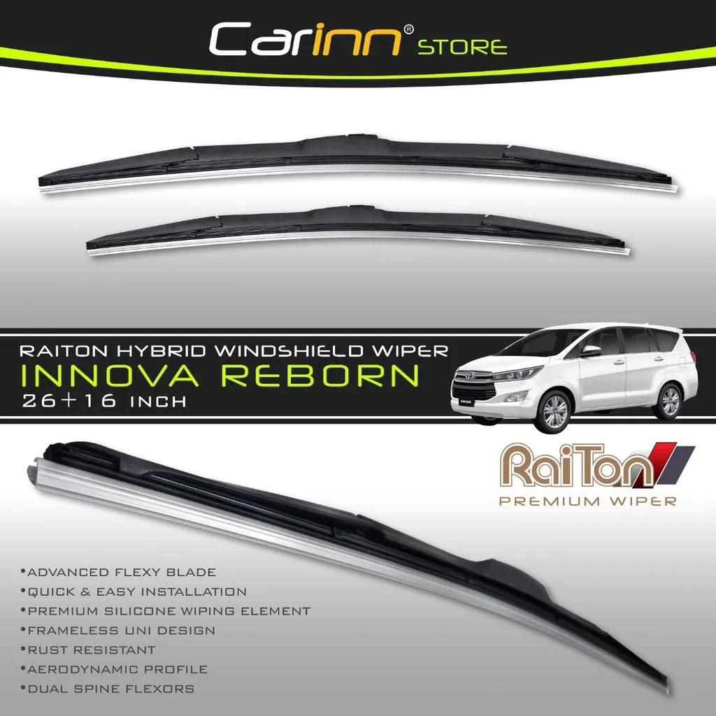 Raiton Sepasang Wiper Hybrid Kaca Depan Mobil Toyota Innova Reborn 26" & 16" -2 Pcs