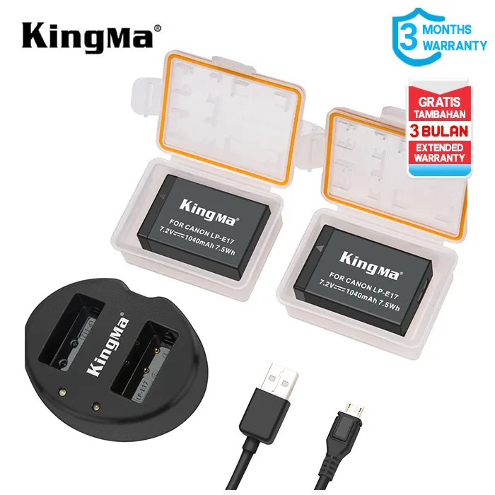 KINGMA Battery Canon LP-E17 2-Pack with Dual Charger - Non Lcd Display