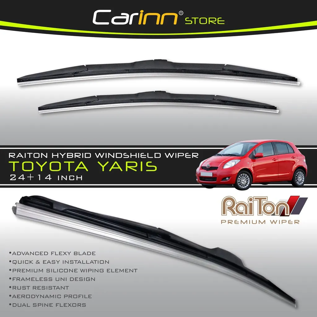 Raiton Sepasang Wiper Hybrid Kaca Depan Mobil Toyota Yaris 24" & 14" -2 Pcs
