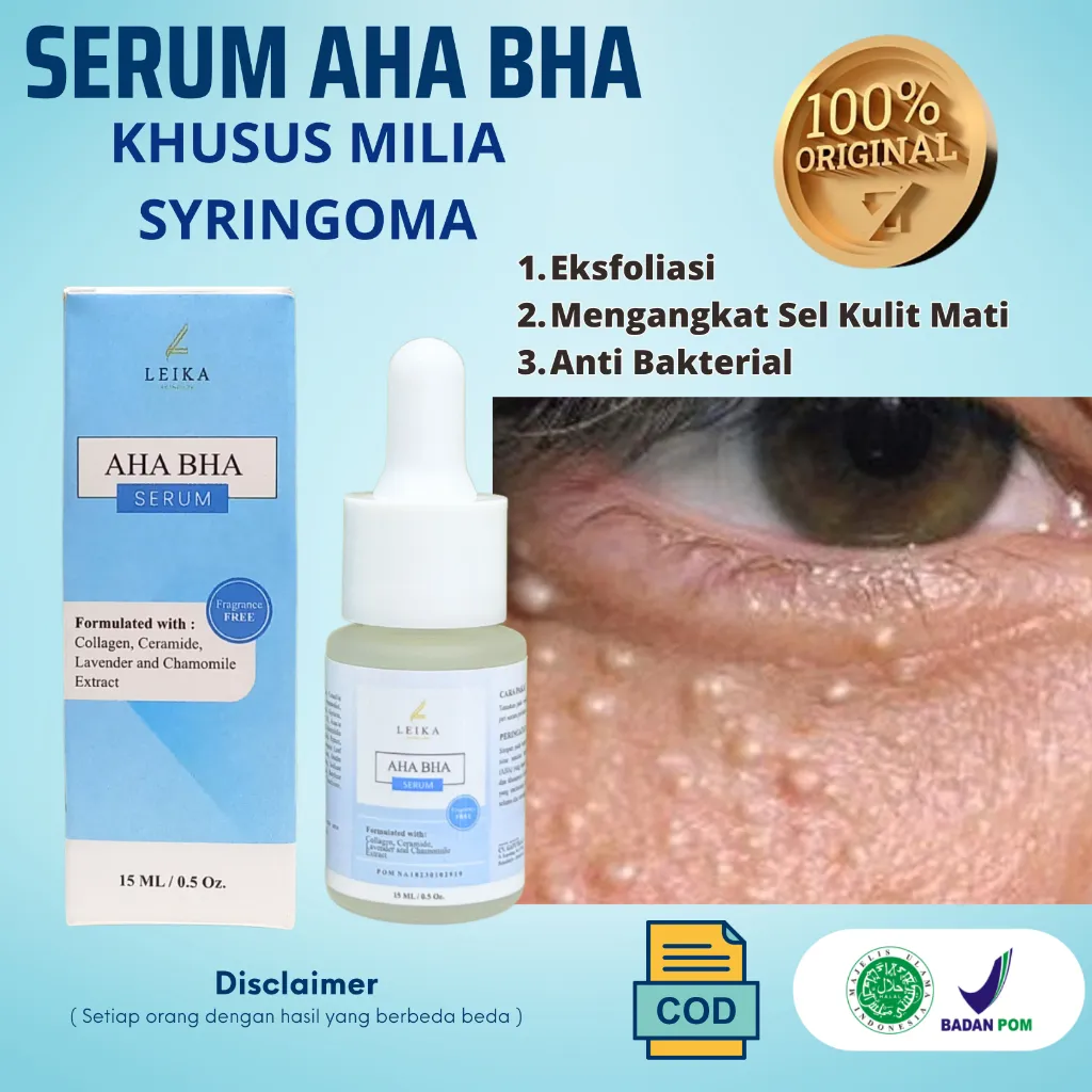 Ampuh Penghilang milia permanen bpom Serum AHA BHA Leika skincare original serum Milia bawah mata ampuh serum jerawat penghilang bekas jerawat penghilang jerawat serum bekas jerawat bopeng serum jerawat dan bekasnya obat jerawat bruntusan