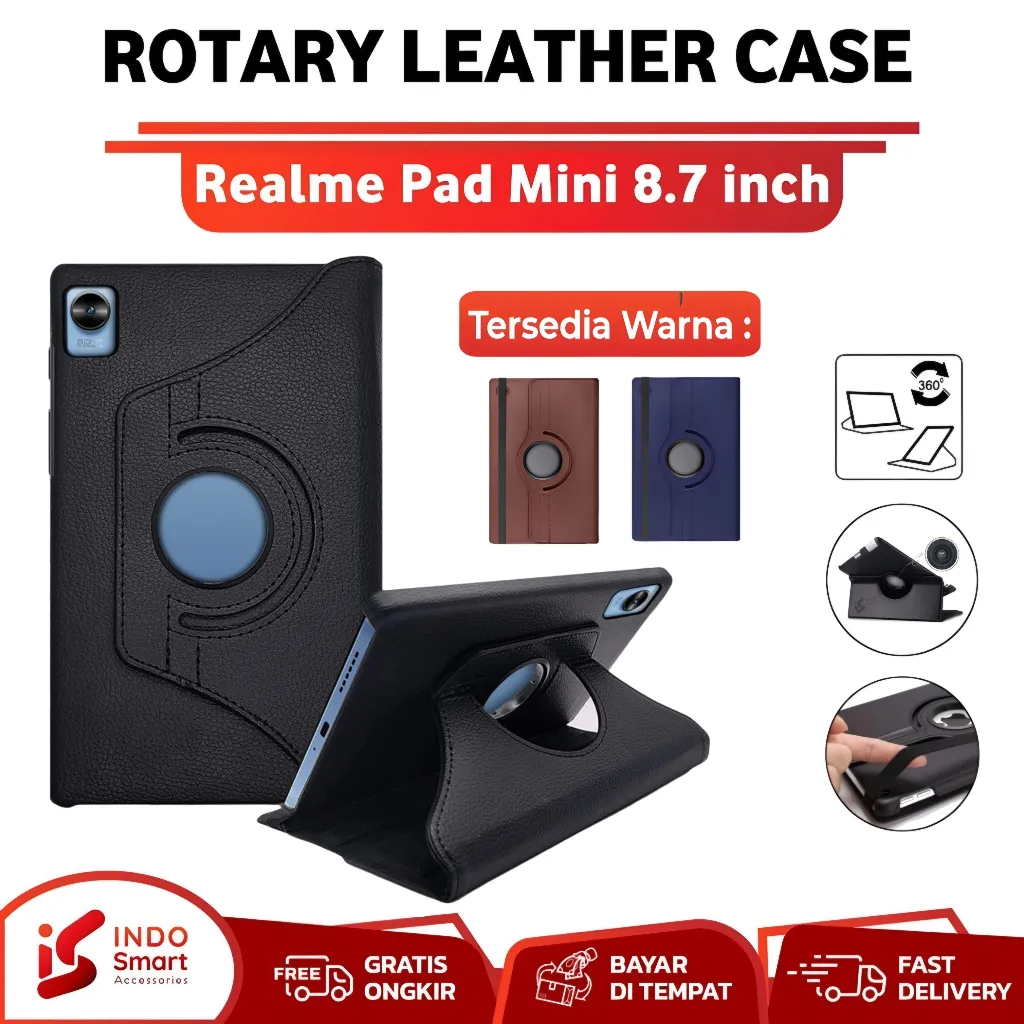 Case Realme Pad Mini | Realme Pad Mini - 8.7 inch Casing Rotary Flip Book Cover Leather Standing