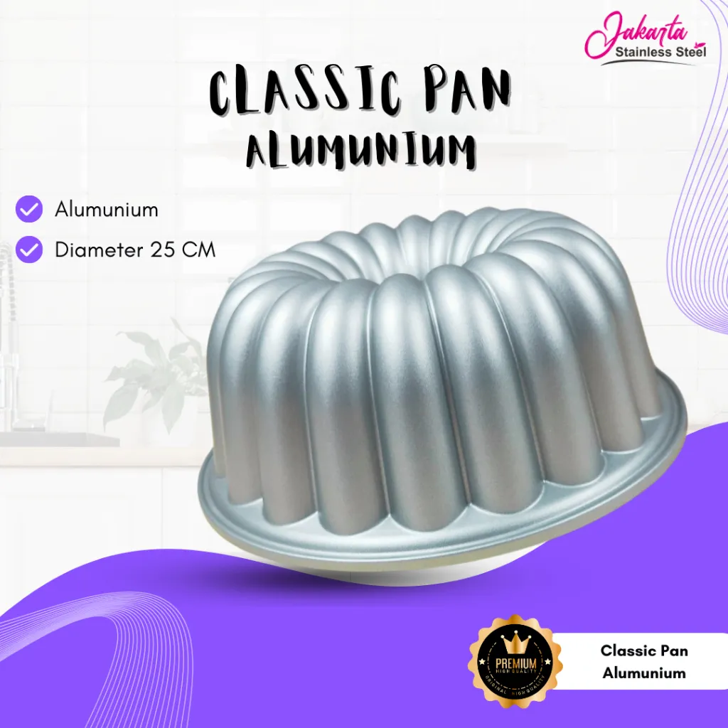 Jakarta SS - Classic Pan BMW Loyang Cetakan Kue Anti Lengket Bahan Alumunium Tebal Diameter 24 CM Loyang Kue Bolu