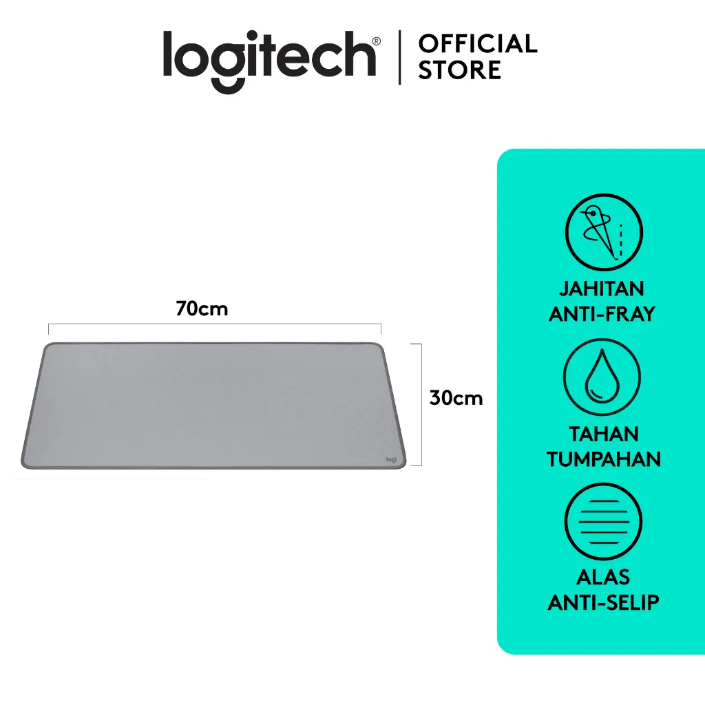 Logitech Desk Mat Studio Series Mouse Pad XL Polos Anti-Slip - Grey