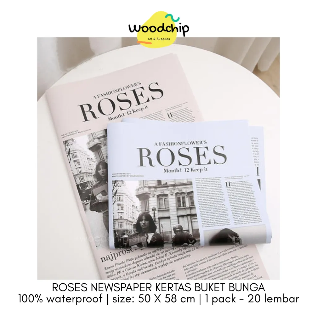 [PACK] ROSE NEWSPAPER CELLOPHANE MOTIF KORAN KERTAS BUKET BUNGA - KERTAS KADO - WRAPPING PAPER