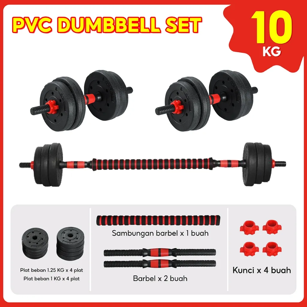 Better Sport Dumbbell Set Kettelbell Handle 10Kg Alat Olahraga Beban Angkat Besi Fitness Barbel Set