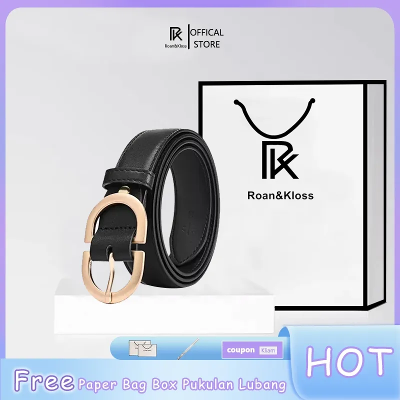 [Roan & Kloss] Ikat Pinggang Wanita Kulit Belt Wanita Gesper Wanita Sabuk Kulit 100%Kulit Premium (Free Kotak+ Kartu Garansi+Tas Jinjing)