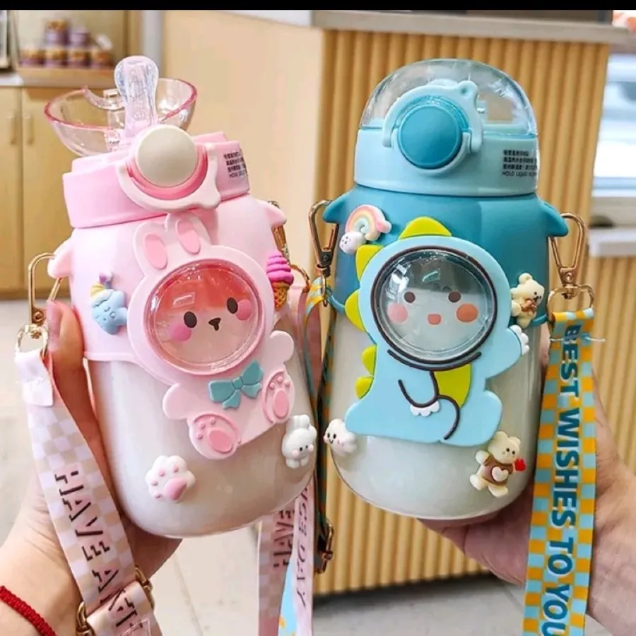 Botol Minum Anak Lucu Motif Kartun 720Ml + Tali Panjang BPA FREE Viral