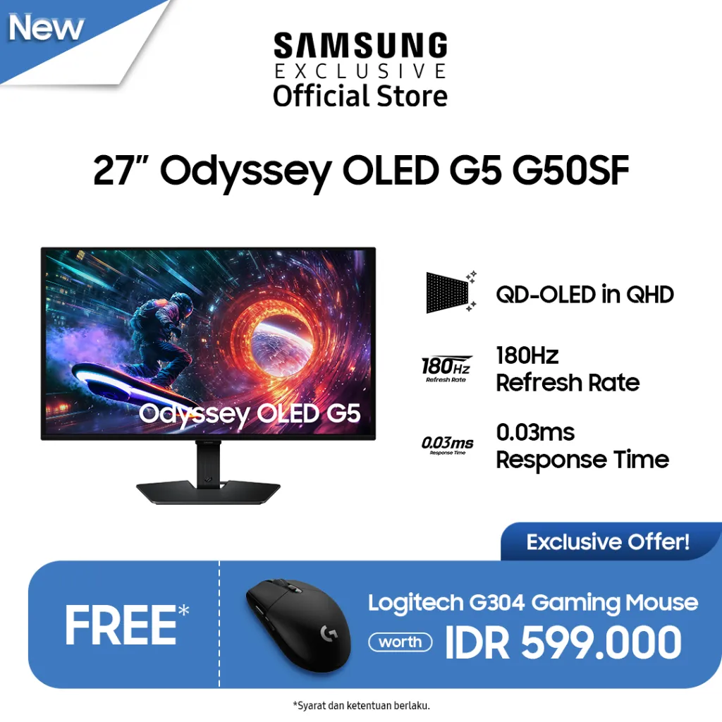 Samsung Odyssey 27" OLED G5 G50SF QHD 180Hz Gaming Monitor | LS27FG502SEXXD