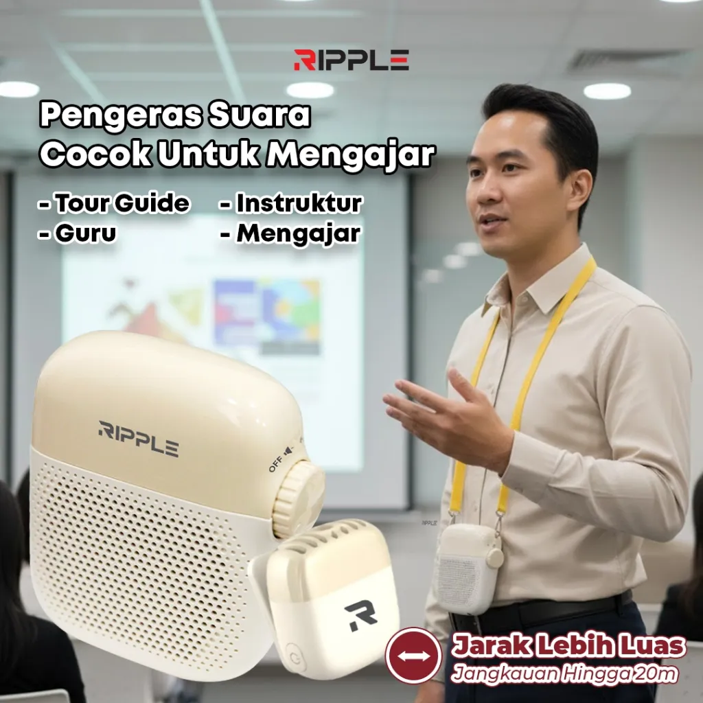 Rippods Wireless Clip On Voice Amplifier Speaker Pinggang Mini Speaker Megaphone Portable Dengan Microphone Clip On Wireless Mic Untuk Guru Tour Guide Dosen