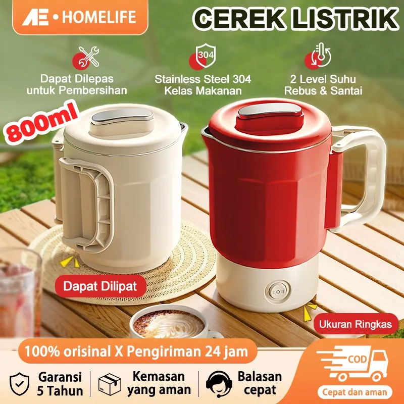 AE 800 MLTeko Listrik Lipat PortableTeko Air Panas Kettle Listrik Mini 304Multi Fungsi Rebus Air Mie instan TravelCamping