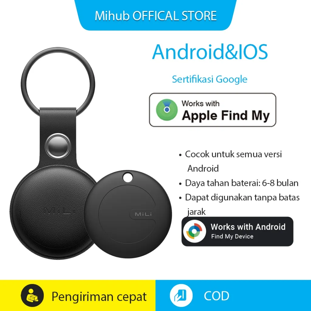 MiLi MiTag - Android&iphone GPS Tracker Mini Anti Lost, Pencari Kunci & Barang Hilang untuk  Praktis Ringan