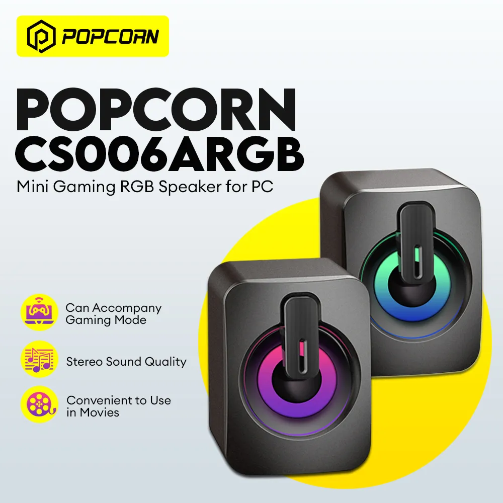 Popcorn Mini PC RGB Desktop Gaming Speaker Laptop Surround Stereo