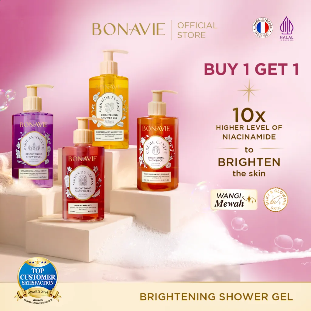 [BUY 1 GET 1 FREE] Bonavie Brightening Shower Gel 250 ml - Body Wash, Sabun Mandi