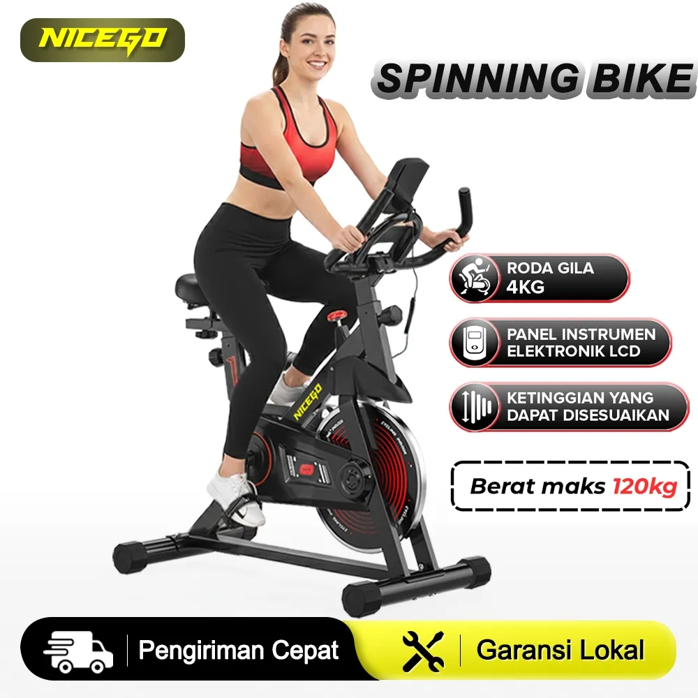 NICEGO Sepeda Statis Spinning Bike 4kg Roda Gila Alat Fitness At Home Exercise Bike
