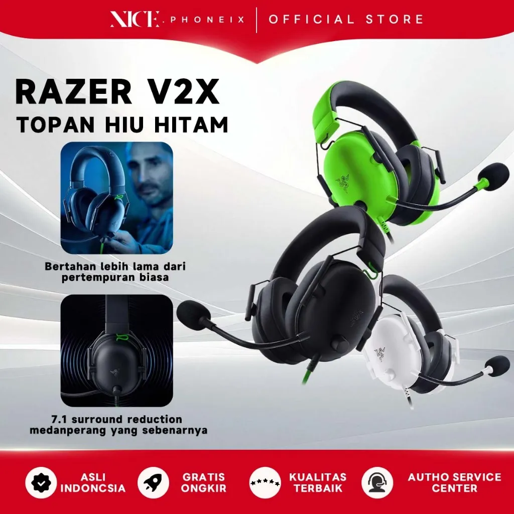 Razer blackshark V2X Headset Gaming Suara Sekitar dengan Mikrofon Peredam Kebisingan