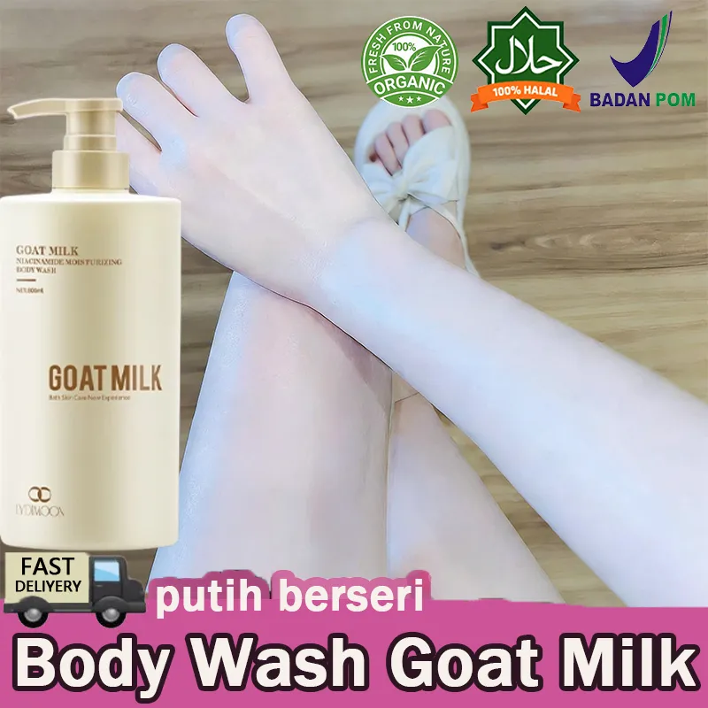 (COD/100% ORI/BPOM)Shower gel - sabun pemutih badan - pemutih badan 800ml Susu kambing Niacinamide pemutih badan, lotion memutihkan pelembab dan meremajakan kulit, Menghilangkan kusam kulit ,Hapus kulit Perchylokeratosis , Mencerahkan warna kulit