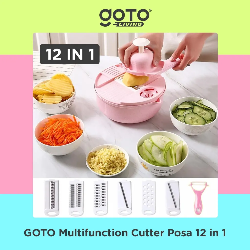 Goto Posa 12 in 1 Multifunction Cutter Peeler Pemotong Sayur Buah Parutan Serbaguna